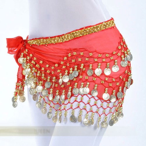 Bauchtanz Rock Hüftschal Wickelrock Taille mit Münzen Disco Kostüm für Damen - Bild 4 von 13