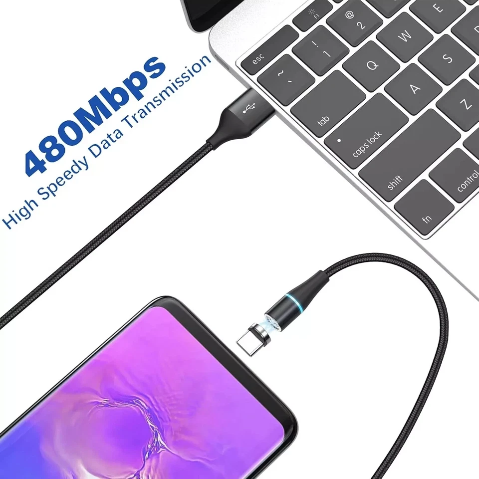 3 In 1 Magnetic 3A Fast Charging USB Cable Phone Charger IOS Micro USB Type-C 2m - Image 4 of 4