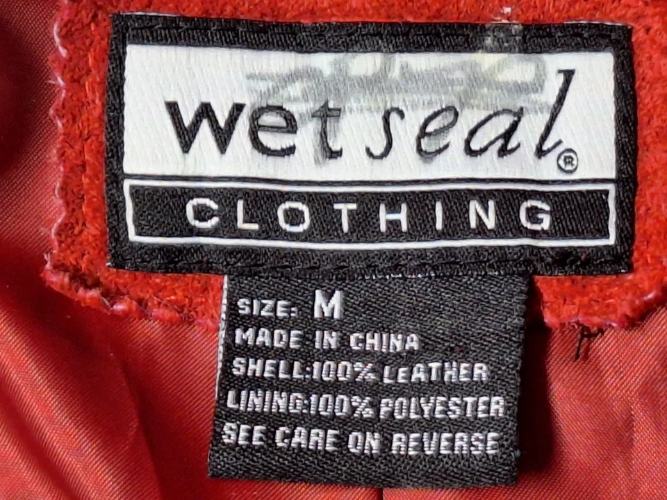 Chaqueta Blazer Mujer Wet Seal MEDIANA 100% Cuero Gamuza Y2K Rojo Ladrillo 4 Botones Foto 4 de 4