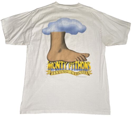 T-shirt vintage années 90 Monty Python Flying Circus pied XLarge blanc rare TV Promo T-shirt - Photo 1/3