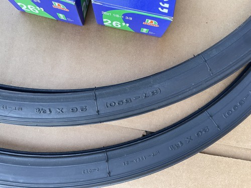 Set of 26 x 1 3/8 Bicycle Black Tires + Tubes Bundle Road Touring Slick DURO - Picture 6 of 7