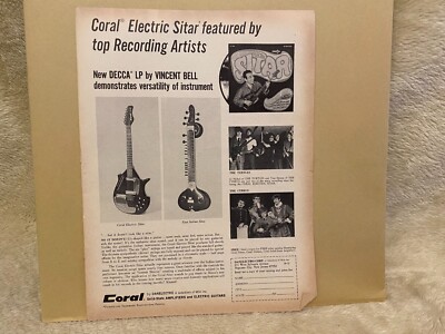 JBFA6 ADVERT 11X8 CORAL ELECTRIC GUITARS & AMPLIFIERS. VINCENT BELL. TURTLES