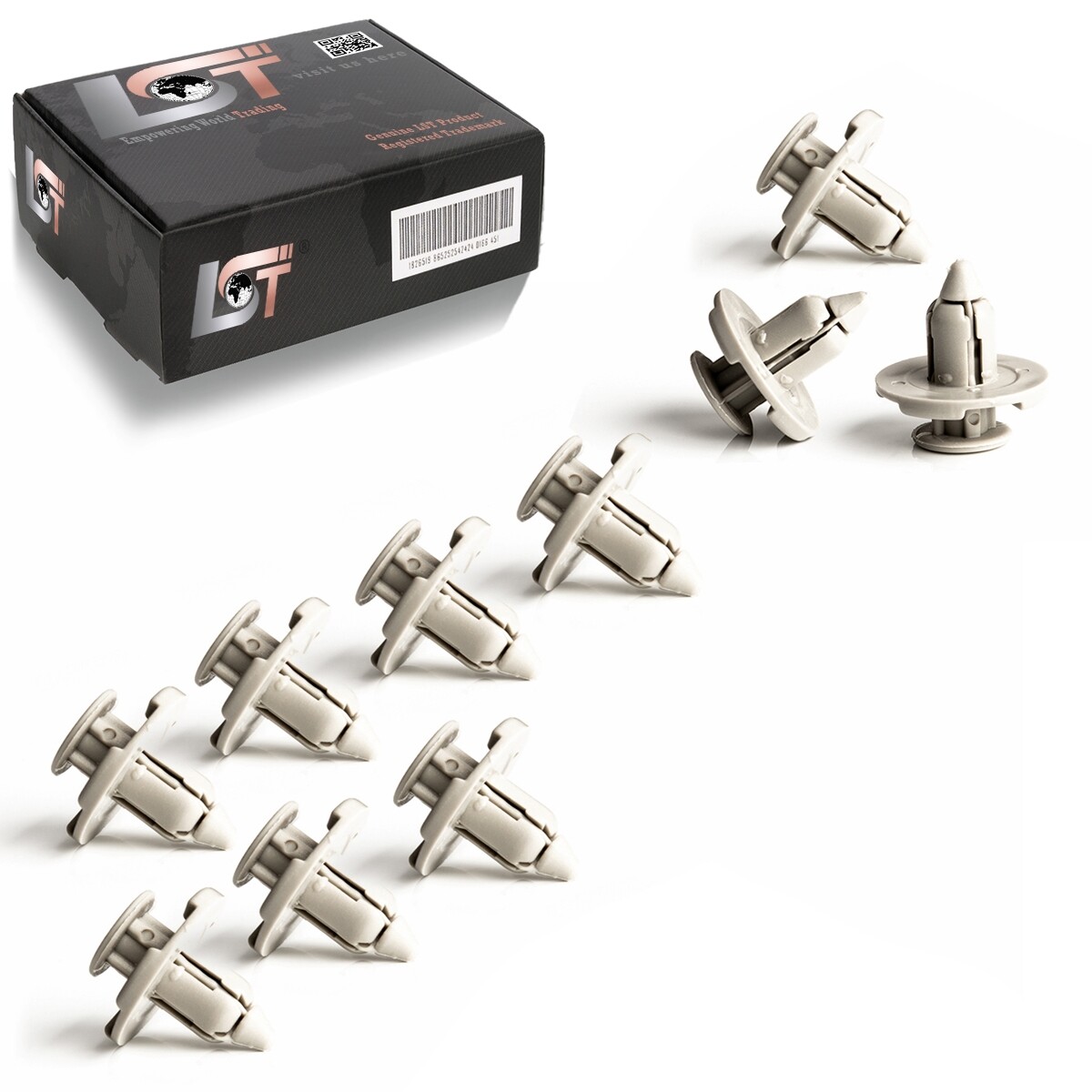 10x Bumpers Bumper Fastening Clips for MITSUBISHI in grey
