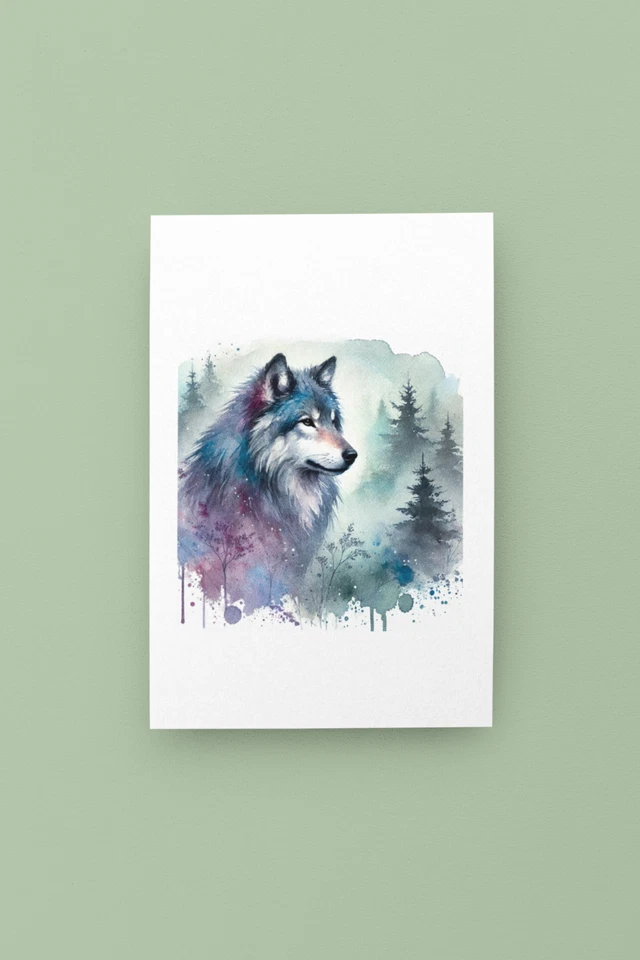 10 tarjetas en blanco Wolf 4x6 hechas a mano con sobres tarjetas hechas a mano Foto 3 de 4