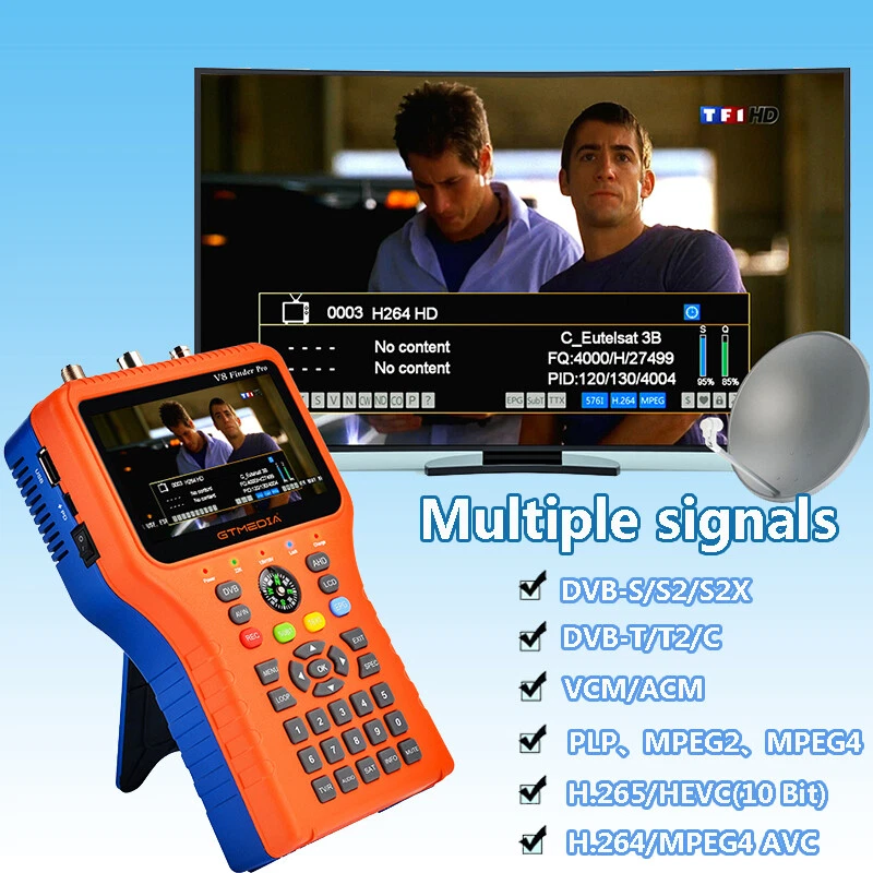 Pointeur Satellites Finder Instrument combiné portatif DVB-T2/S2X/C H.265 10Bit  - Photo 2/4