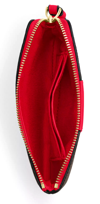 ❤️Corner Zip Wristlet -CW854 Walnut Signature Canvas/Bold Red