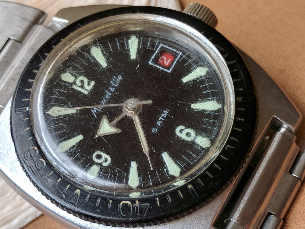 Vintage 1970's Marcel & Cie 5 ATM Diver Watch w/EB 8810 Mvmt FOR