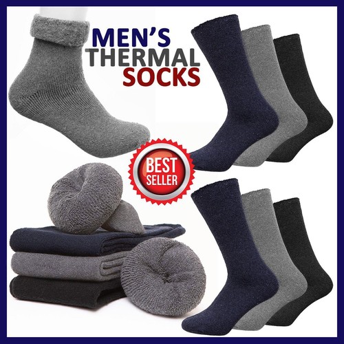 Mens Non Elastic Loose Top Thermal Socks Thick Winter Warm Work Socks 3.6 Pairs - Picture 1 of 18