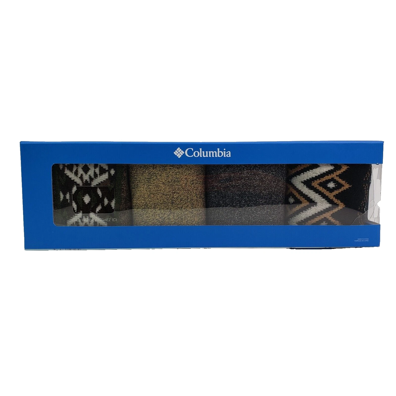 Columbia Mens Size 6-12 Multi Color Cushioned Cotton Blend 4 Pack Crew Socks