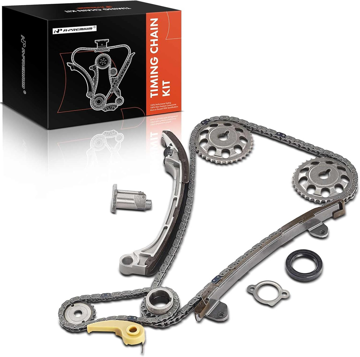 A-Preiu Engine Tiing Chain Kit W/Tensioner Guide [DOHC 4Cyl 2.0L EA888] Copatible With Audi - View #10