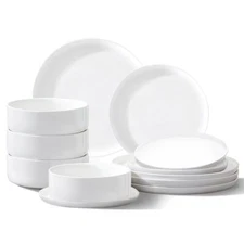 Plates And Bowls Sets12 Pieces Porcelain Dinnerware Sets White Ceramic Dishes Se