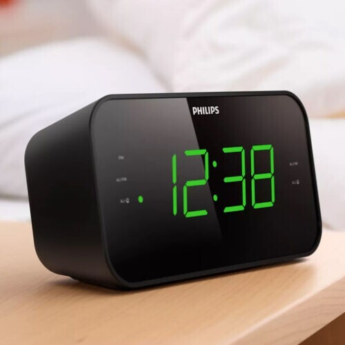 PHILIPS Digital Alarm Clock Radio, FM Radio Clock with Battery Backup Dual Alarm