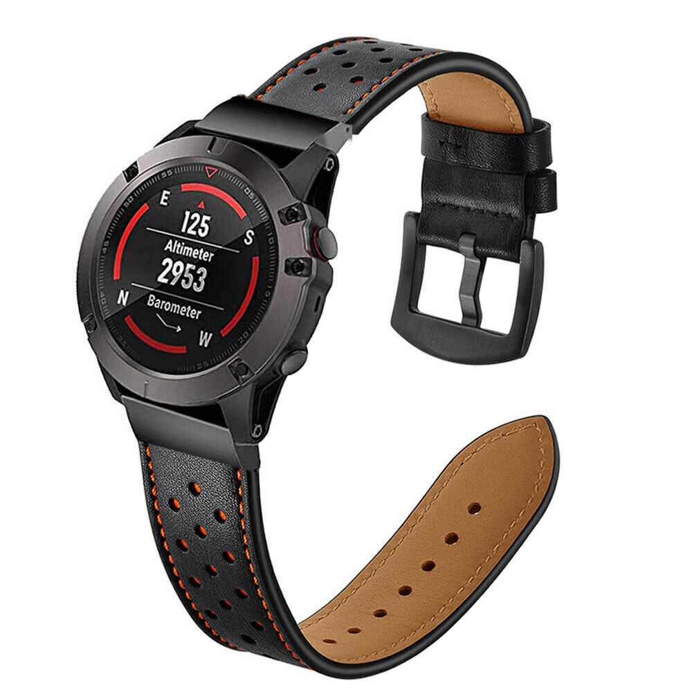 Leather/Metal Watch Band Strap For Garmin Fenix 7 7X Pro 6 6X 5 5X Plus
