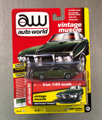 AUTO WORLD 1969 PONTIAC FIREBIRD VINTAGE MUSCLE GREEN 1:64 SCALE RELEASE 4