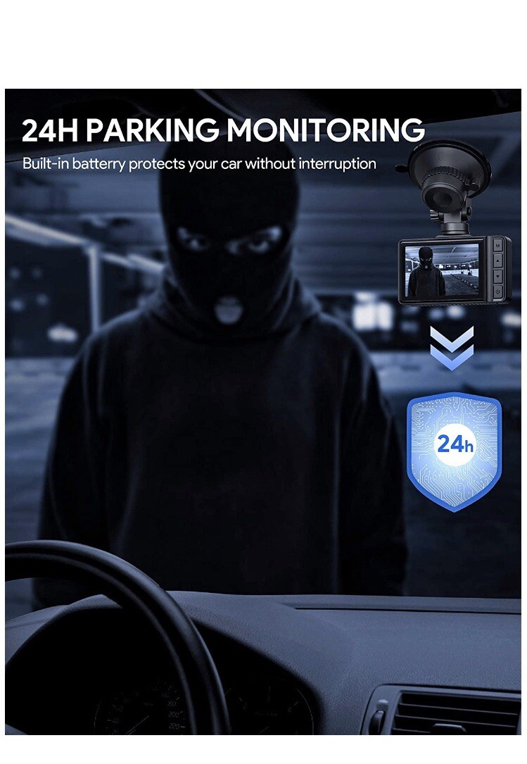 Dash Cam 1080P FHD BluVolt Builtin Battery Car Camera 170° WideAngle