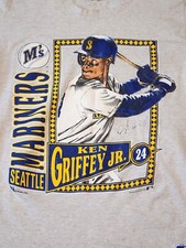 Vintage Ken Griffey Jr. Tee Large Nutmeg Mills 1991 Seattle Mariners MLB Rare