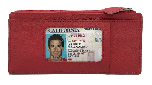 Echtleder dünne vertikale Stapler Damen Geldbörse Kartenetui mit Ausweisfenster - Bild 19 von 31