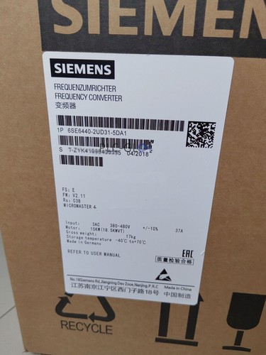 6SE6440-2UD31-5DA1 NEW SIEMENS 6SE6 440-2UD31-5DA1 MICROMASTER 440 Inverter - Picture 1 of 3