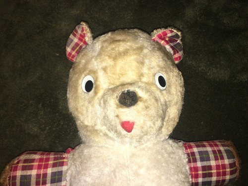 Pixy Mizpah 21" Tall Vintage Teddy Bear Flannel With Googly Eyes - Picture 3 of 9