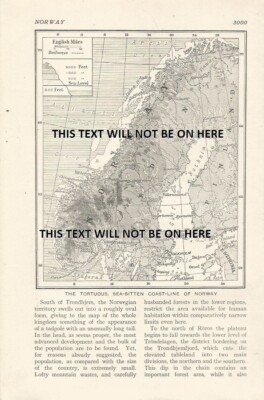 NORWAY RAILWAYS SEA LEVEL  c 1926 MAP ILLUSTRATION PRINT