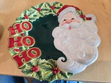 EUC FITZ AND FLOYD ESSENTIALS SANTA WREATH Ho Ho Ho Cookie Canape Plate 9”