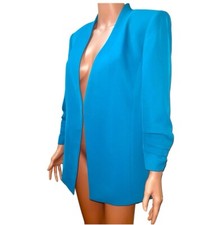 CALVIN KLEIN BLAZER TIMELESS OPEN FRONT SCRUNCHED 3/4 LENGTH SLEEVES BLUE SIZE 6