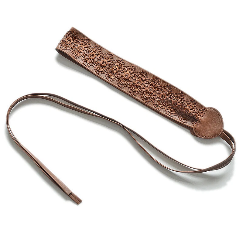 Women Obi Belt Faux Leather Lace Wrap Wide Belt Tie Belt Waist Belt Waist Band - image 4 of 4