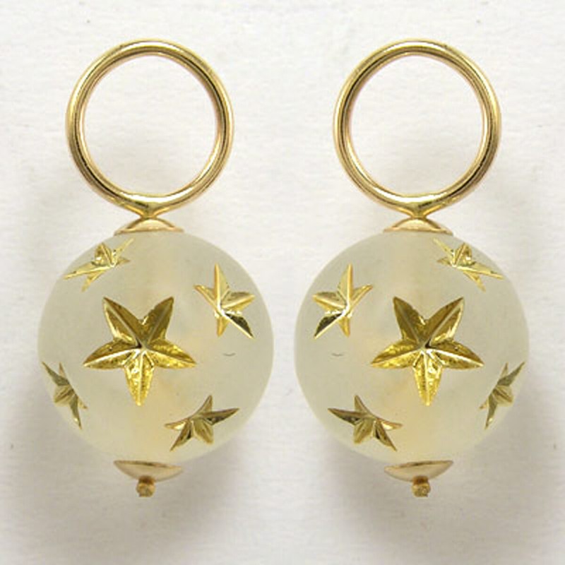 14k Gold Star Bead Earring Charms #E828