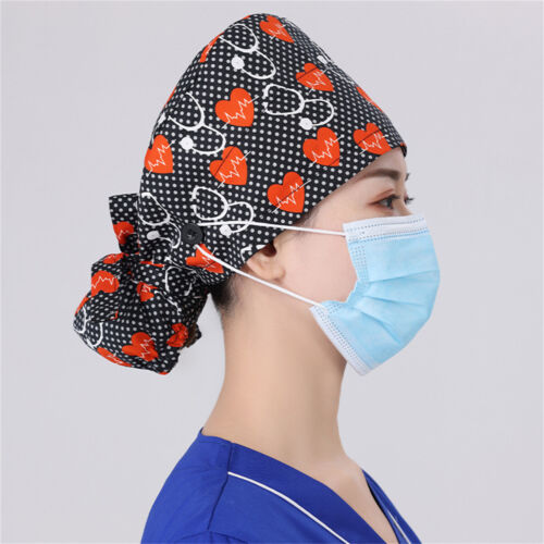 Surgical Scrub Hat Bouffant Cap For Long Hair Women Doctor Nurses Head Cover - Picture 4 of 13