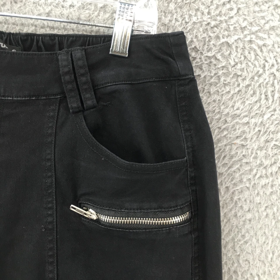 Charlotte Russe 工装牛仔裤女式大号(实际 31x31)黑色拉链门襟高腰 — 第 3/4 张图片