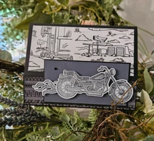 STAMPIN UP CARD KIT - MOTORCYCLE   MAKES 4 25.326