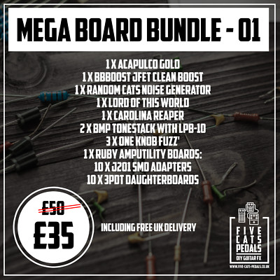 Mega Pack Overdrive / Fuzz / Boost + mehr - Gitarrenpedal DIY - Fünf Katzen Pedale