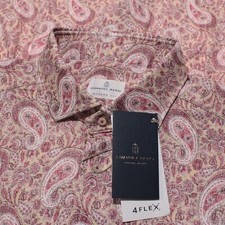 Emanuel Berg NWT Byron Button Down Shirt Size 43 17 L/XL in Red/Multi Paisley