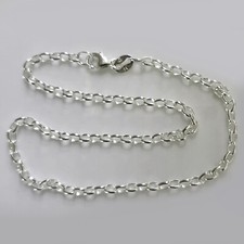 Sterling Silver anklet Belcher oval link 25cm with Secure clasp