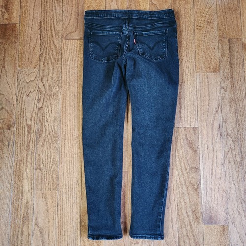 LEVIS Girls sz 12 Black Denim Pull-on Jeggings Medium Wash Stretch Jeans preown - Picture 3 of 15