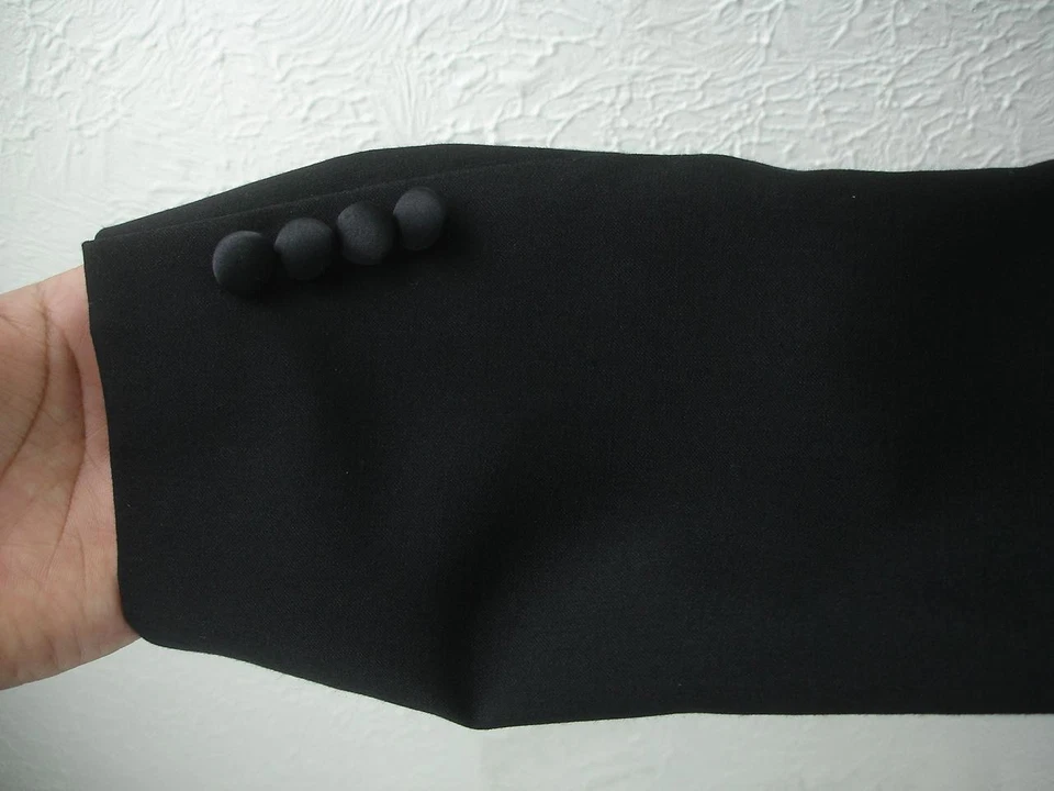 Men's 38R Tommy Hilfiger Black Tuxedo Formal Wedding Jacket Blazer Satin Lapels - Image 4 of 4