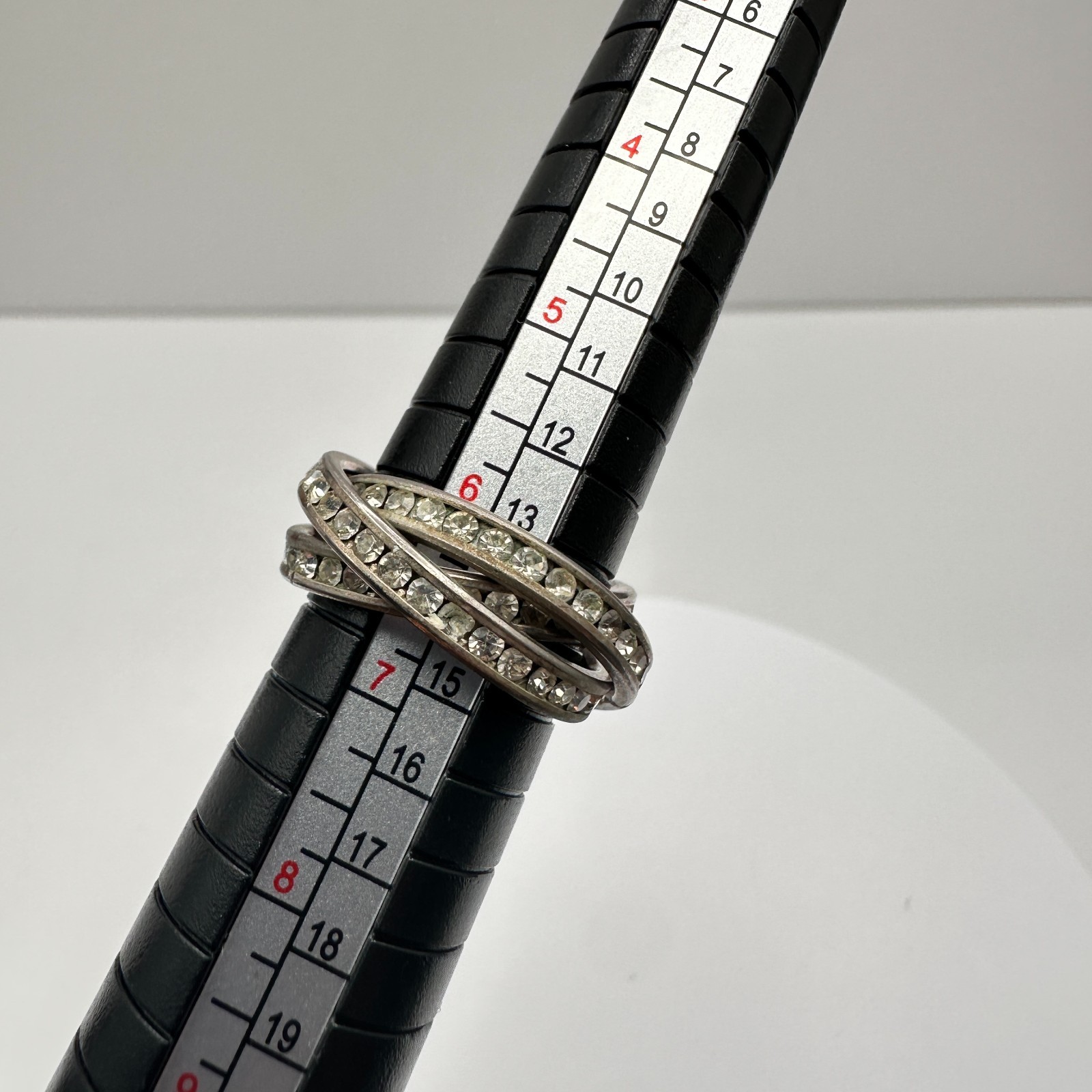 Vintage 90s Interlocking Rolling Ring Silver Tone… - image 8