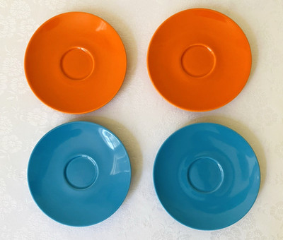 Set of 4 ASA Selection Saucers 6'' Orange and Aqua Teal Made in Germany