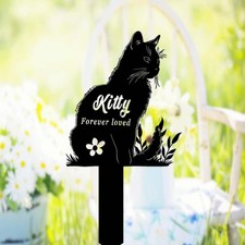 Custom Metal Cat Memorial Stake, Personalized Cat Grave Marker Garden Gift