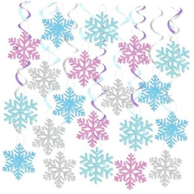 Snowflake Hanging Decorations, Winter Party Hanging Swirls Ceiling Streamers 