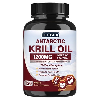 Krill Oil 1200mg, Antarctic Omega 3 120 Count (Pack of 1)