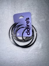 Claire  s 3 Pair Silver Hoop Earrings Set   Mixed Sizes, Classic  Glitter Style