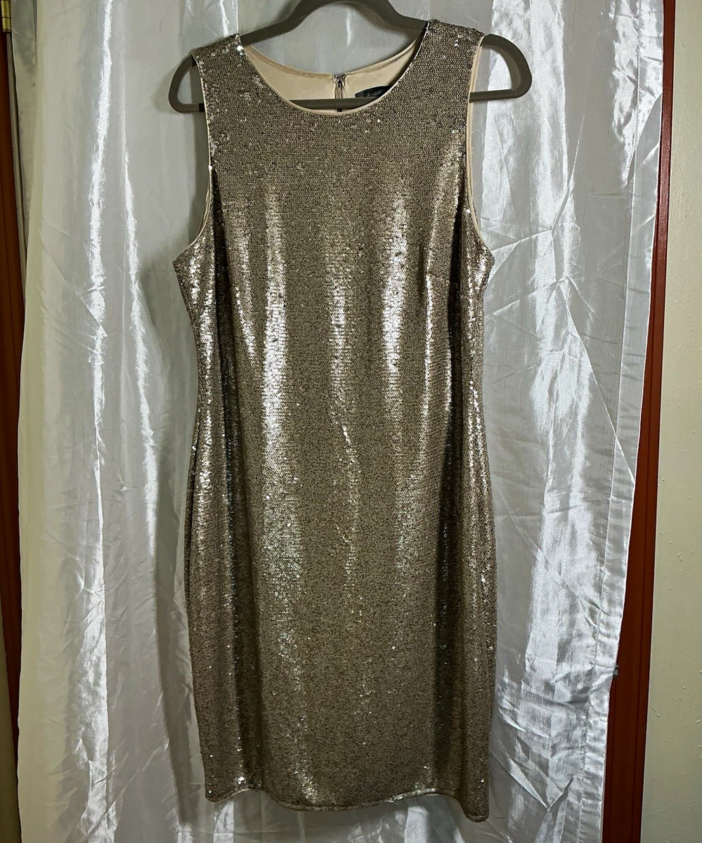 vince camuto gold sequin dress Women's for sale mini wedding dress