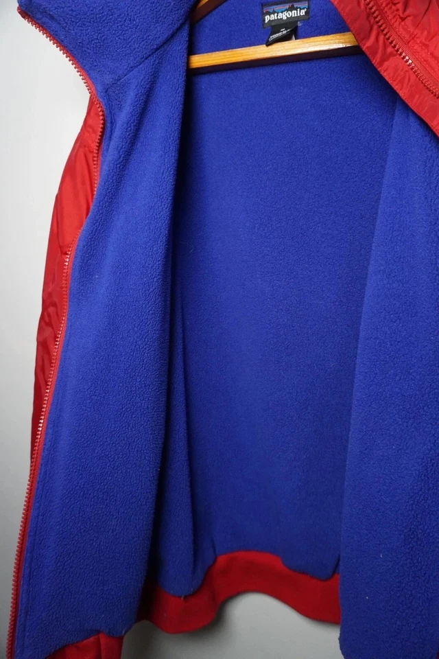 Vintage Patagonia Fleece Bomber Jacket Mens Medium Red Full Zip 90s Retro Hiking - Image 3 of 4