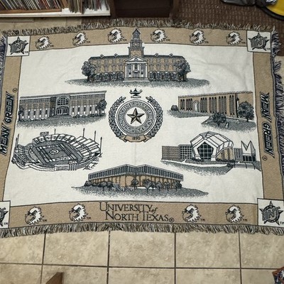 Vintage University of North Texas Eagles Mean Green Throw Blanket 46'' X 65''