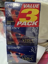Sony 3 Pack 30 Min VHS-C Camcorder Video Cassettes  New. T103