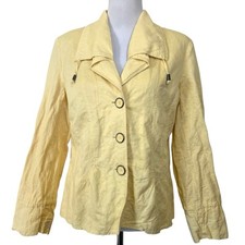 Chico s Cotton Linen Jacket Oceanic Isle Golden Haze YELLOW Sz 2 Large