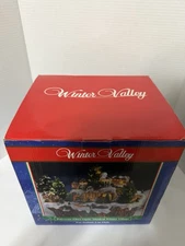 Winter Valley Fiber Optic Musical Christmas Village Polyresin Scene Lights New
