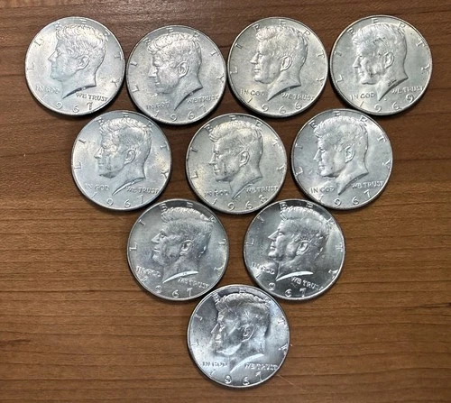 Ten (10) Kennedy Half Dollars - Uncirculated - 40% SILVER - Half Roll