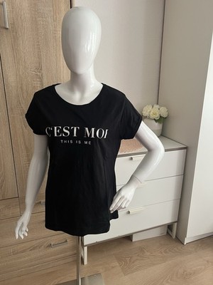 Amisu Damen T-Shirt Schwarz  C est Moi  Statement Shirt Gr. M/L (Etikett XL)